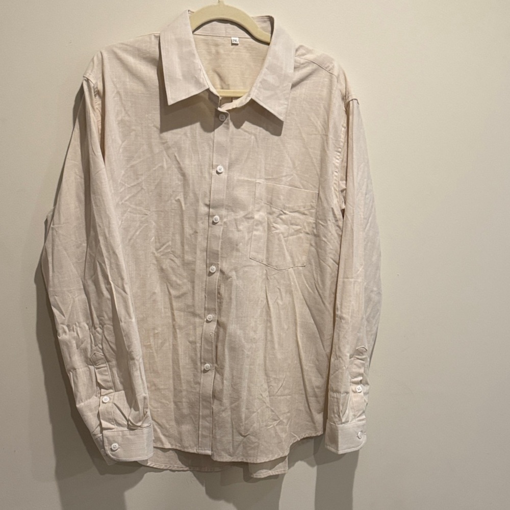 Women’s Linen like Cream Button up Dress shirt - Size 2X